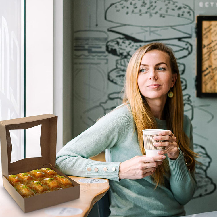 G GAMERIEND Lot De 12 Boîtes De Boulangerie En Papier Kraft Avec Fenêtre Pour Biscuits, Fraises Recouvertes De Chocolat, Macarons Et Muffins